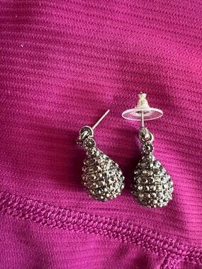 Pave Teardrop Crystal Drop Earrings in Silver